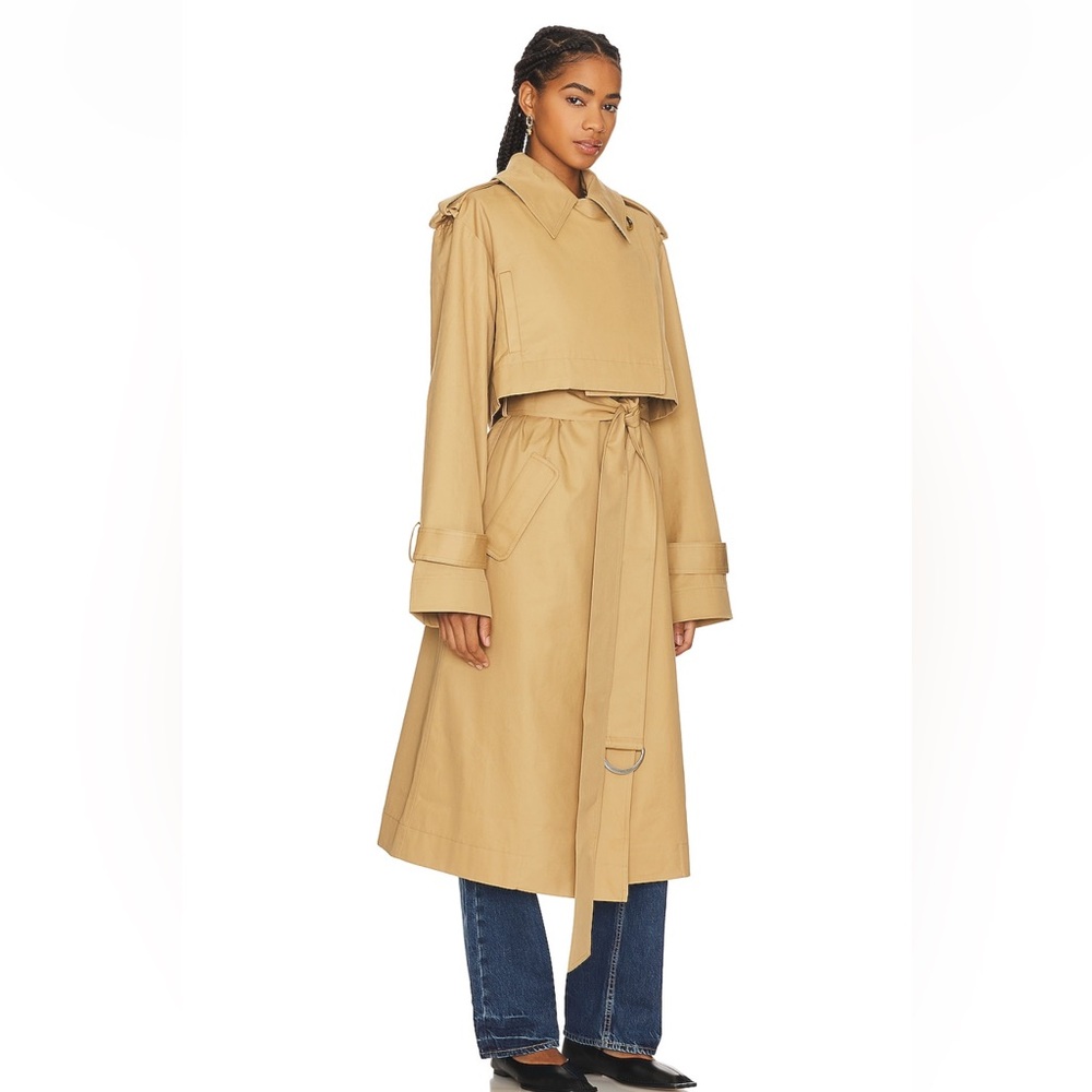 NWT GRLFRND The Convertible Trench Coat in British Tan in S/M - Picture 5 of 6